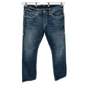 True Religion Men’s Ricky Relaxed Fit Straight Leg Denim Jeans in Day Shadows 38